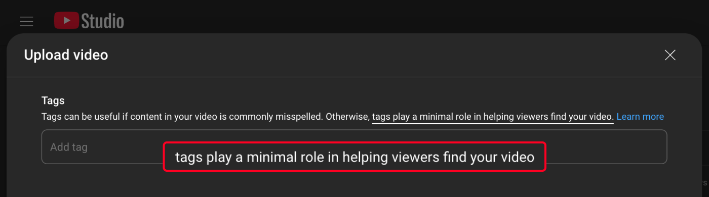 Official answer about whether tags are important on YouTube