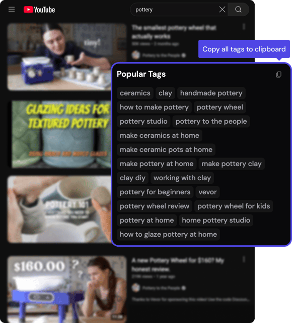 Interface of ChannelStudio's free YouTube Tag Extractor
