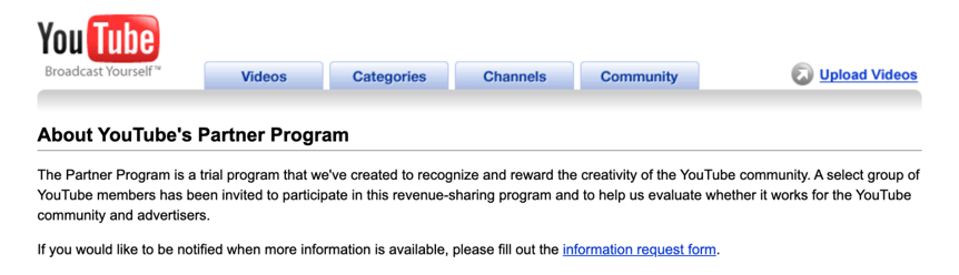When did YouTube start paying creators?